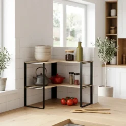 Aanrecht rekje hoek variant hout metaal Five®