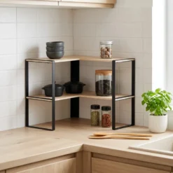 Aanrecht rekje hoek variant hout metaal Five®