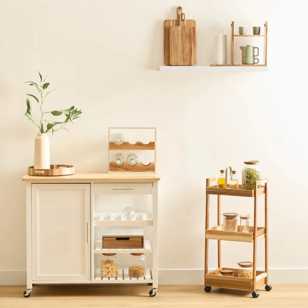 Acacia houten trolley 3 niveaus Five®