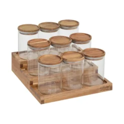 Acacia kruidenrek met 9 st. 180 ml kruidenpotjes Five®