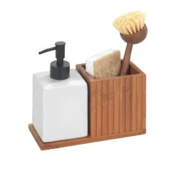 Afwasmiddel en zeep dispenser met afwasborstelhouder Wenko