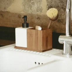 Afwasmiddel en zeep dispenser met afwasborstelhouder Wenko