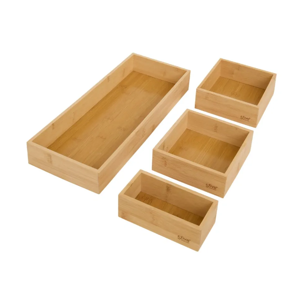 Bamboe ladebakjes 5 cm hoog 4-delige set Five®