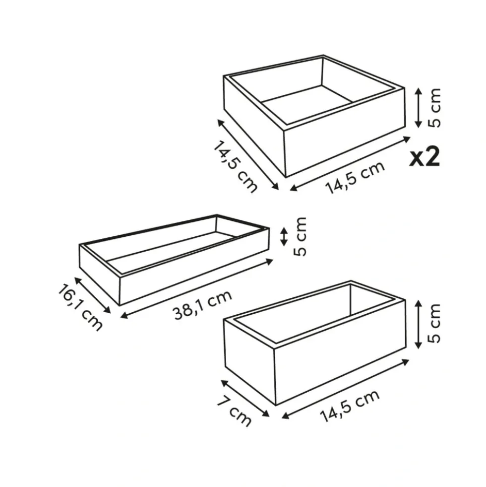 Bamboe ladebakjes 5 cm hoog 4-delige set Five®