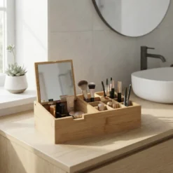 Bamboe make-up display 10 compartimenten en spiegel Five®