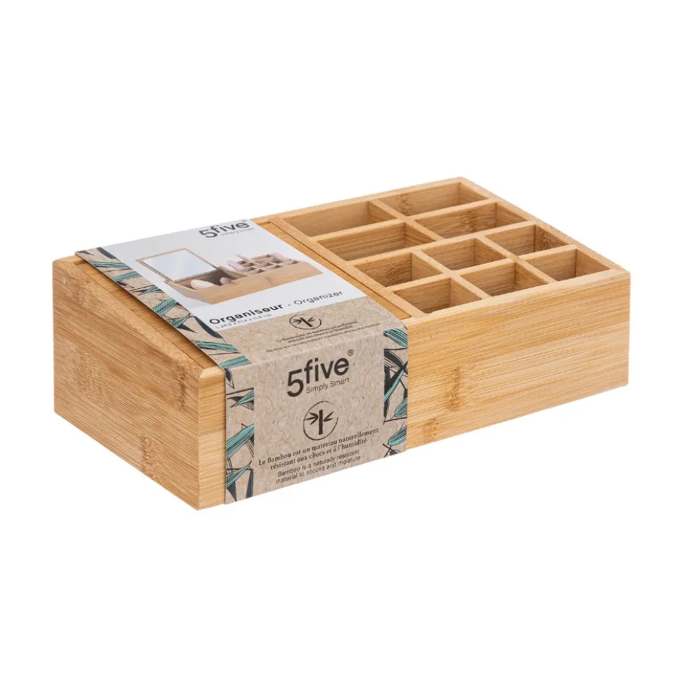 Bamboe make-up display 10 compartimenten en spiegel Five®