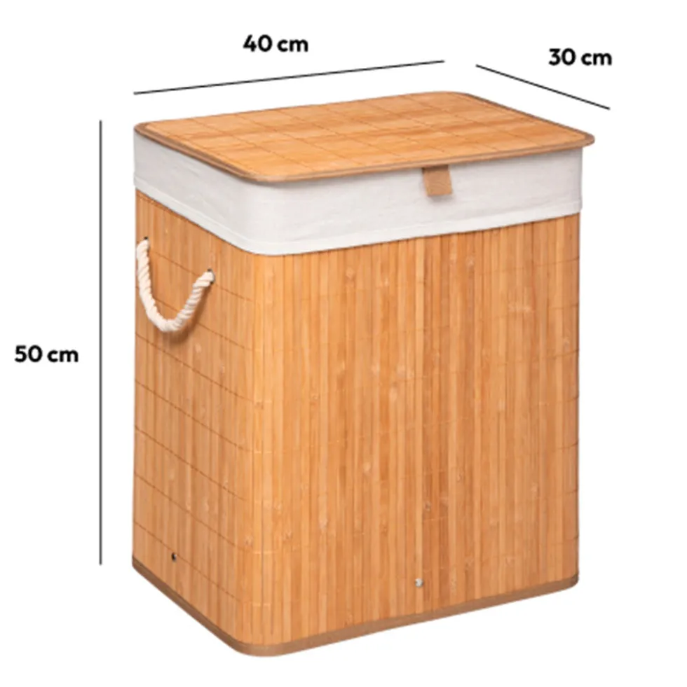 Bamboe wasmand met handvatten 1-vaks 60 liter Five®