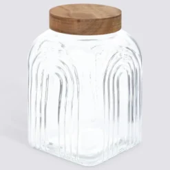 Decoratieve glazen voorraadpot 4 liter Acacia deksel Five®