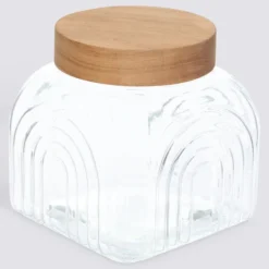 Decoratieve glazen voorraadpot 2.4 liter Acacia deksel Five®