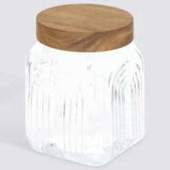 Decoratieve glazen voorraadpot 1 liter Acacia deksel Five®