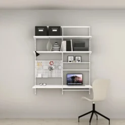 Elfa Home Office Opstelling met Opbergbord en Planken - 124,8 cm