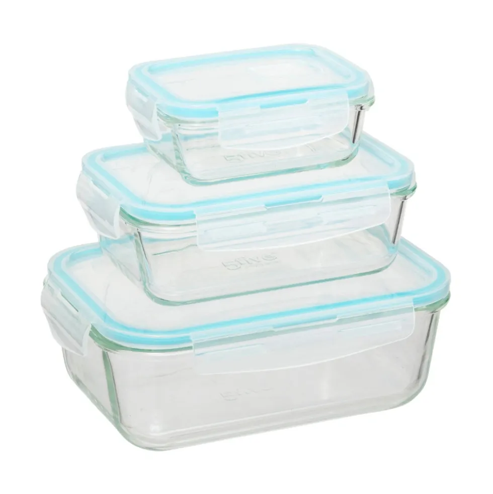 Glazen vershoud en diepvriesbakjes 3-delige set Five®