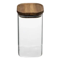 Glazen voorraadpot 1.6 liter acacia deksel Five®