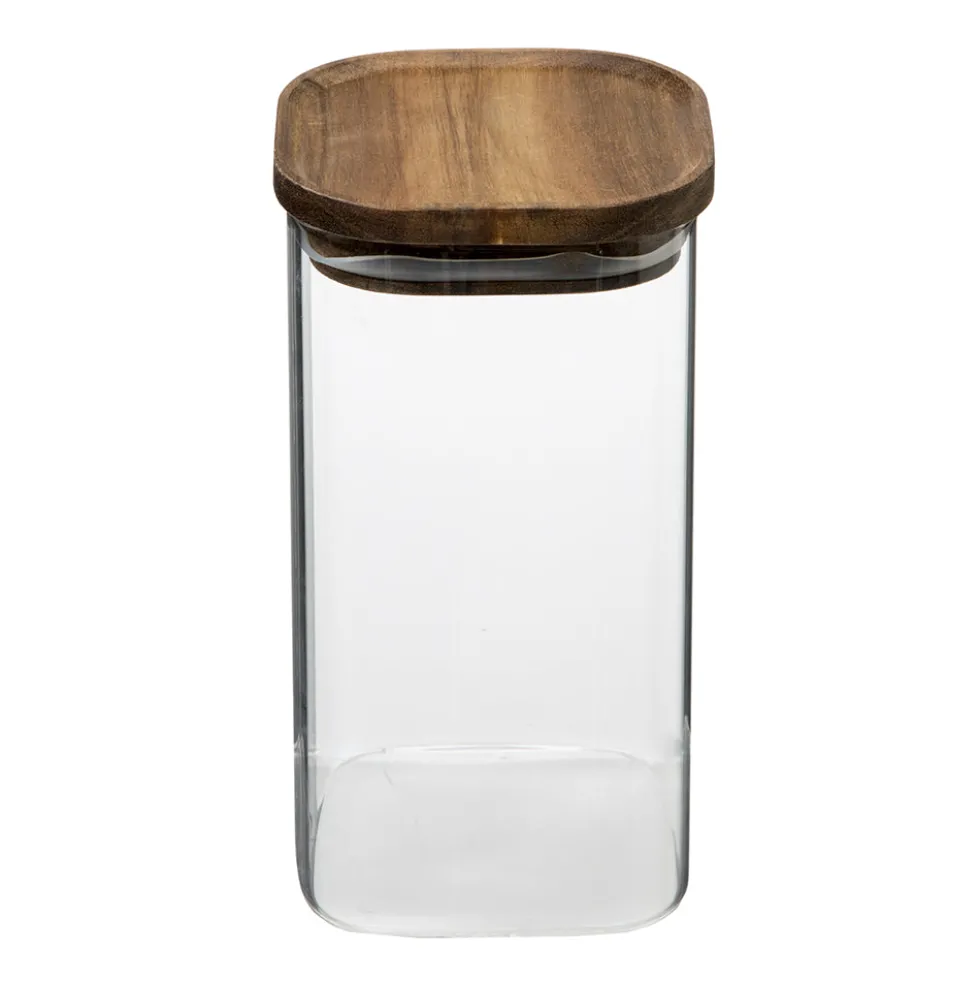 Glazen voorraadpot 1.6 liter acacia deksel Five®