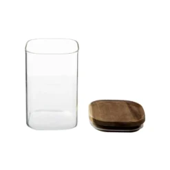Glazen voorraadpot 900 ml acacia deksel Five®