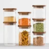 Glazen voorraadpot 400 ml acacia deksel Five®