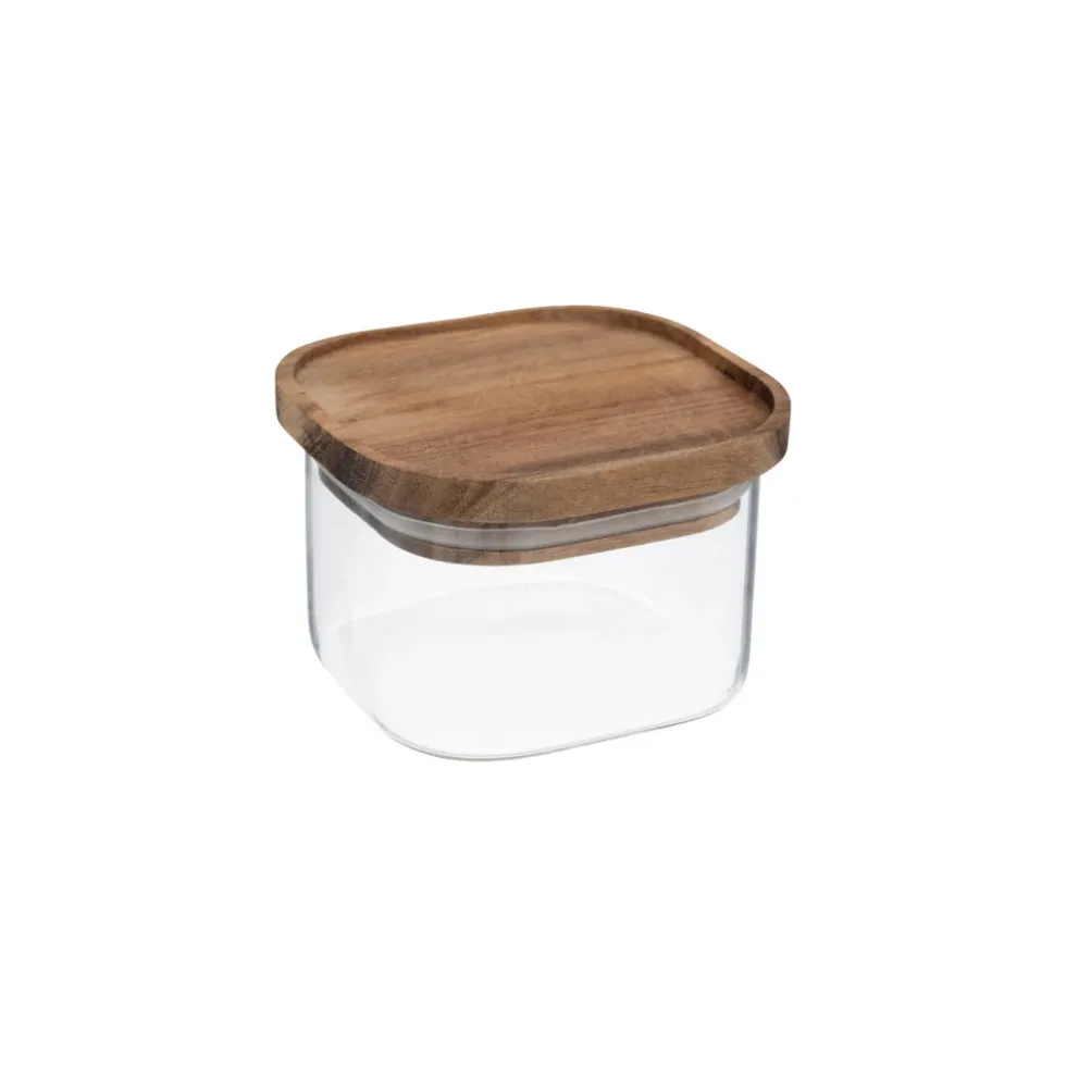 Glazen voorraadpot 400 ml acacia deksel Five®