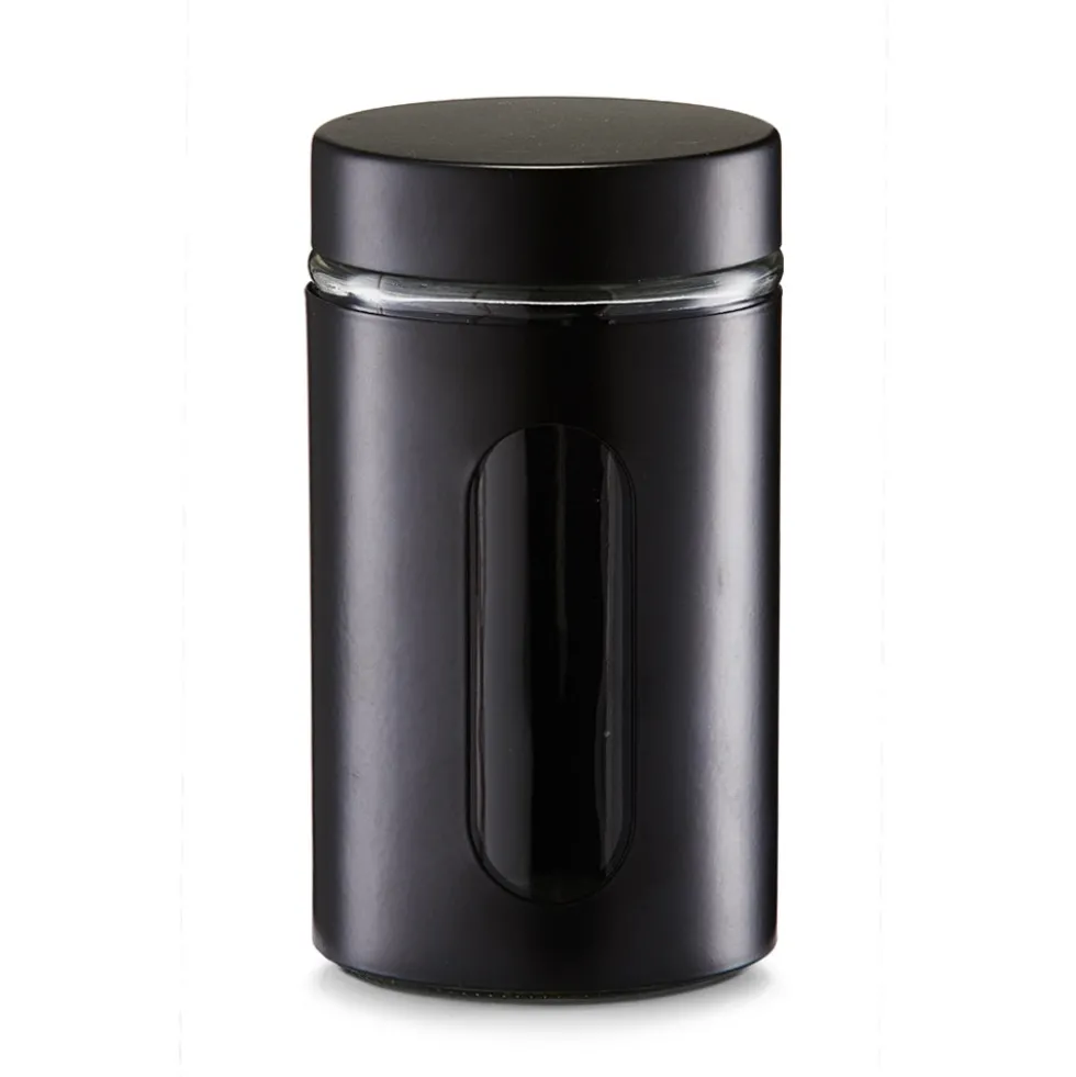 Glazen voorraadpot 900 ml zwart Zeller Present