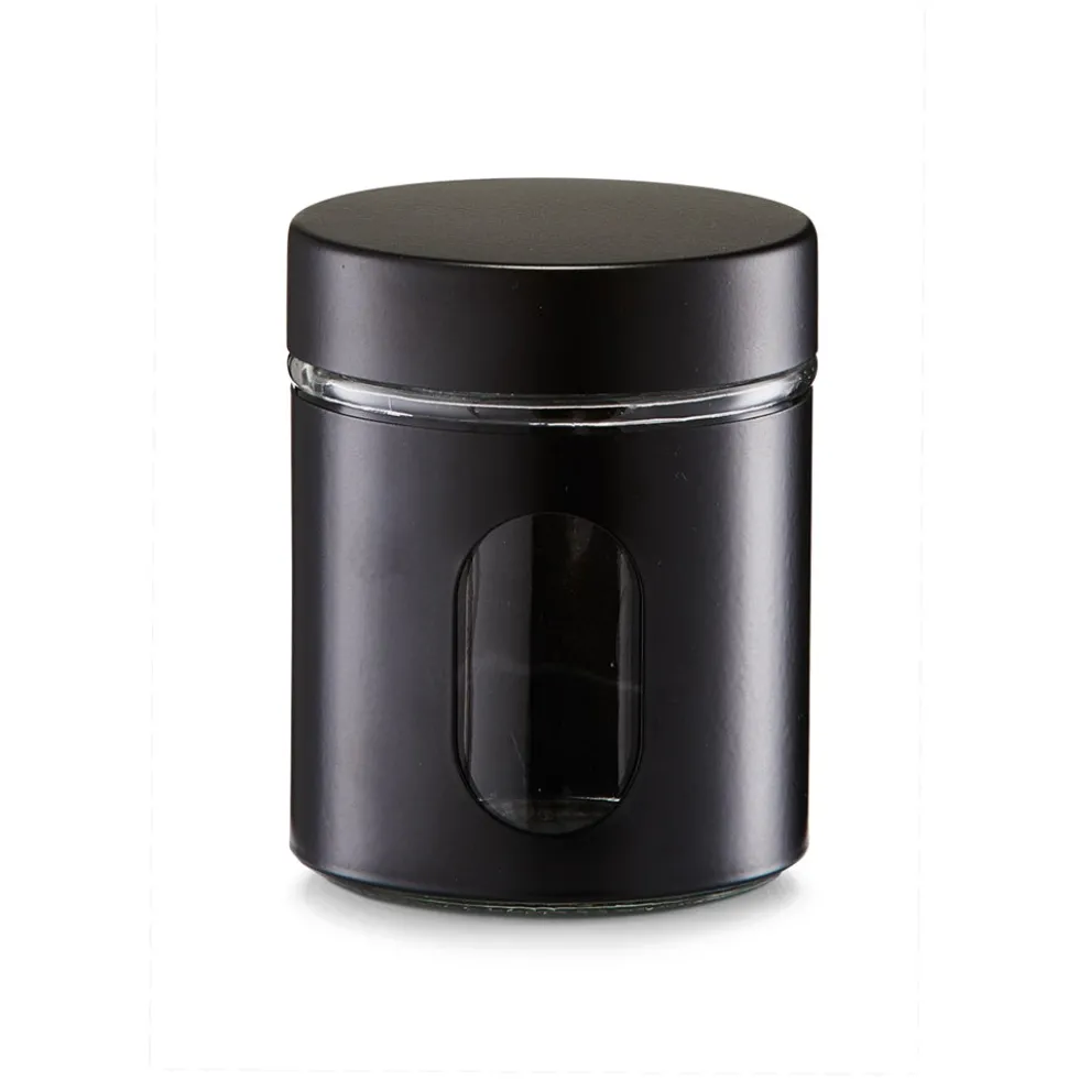 Glazen voorraadpot 600 ml zwart Zeller Present