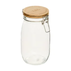 Glazen weckpot houten deksel 1.5 liter Five®