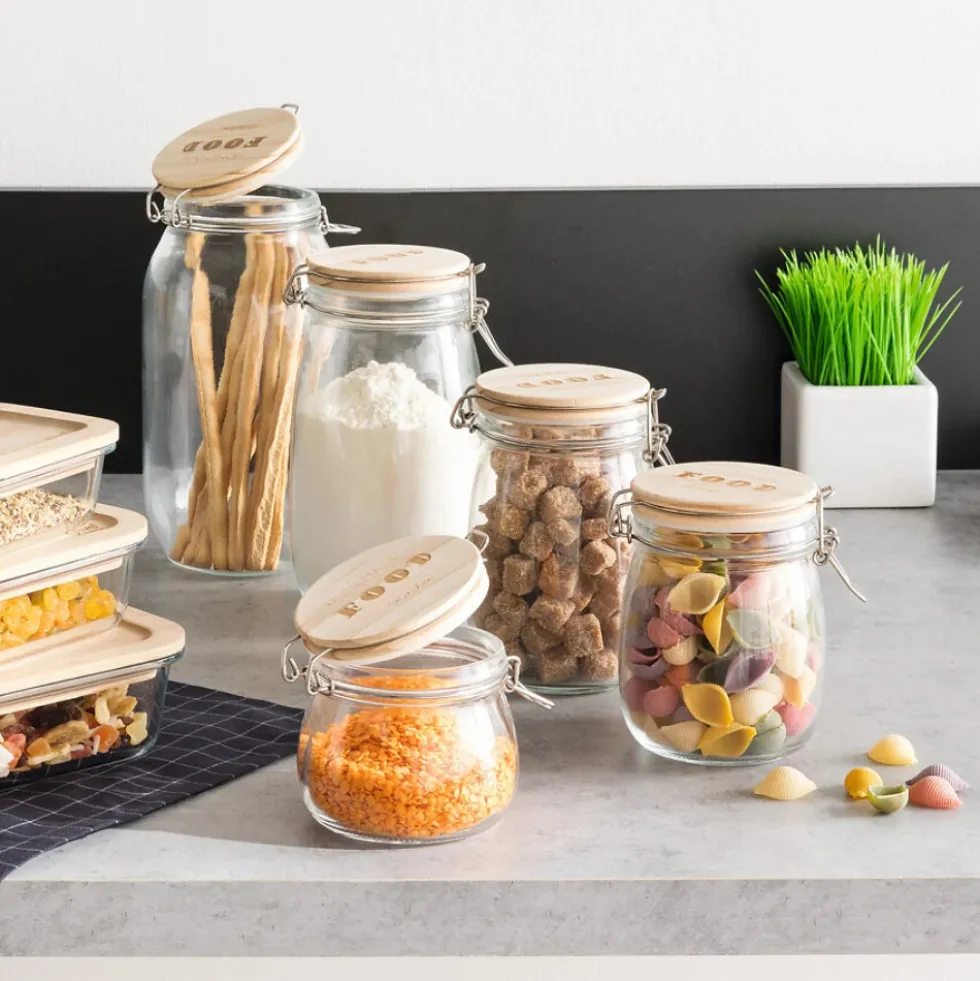 Glazen weckpot houten deksel 500 ml Five®