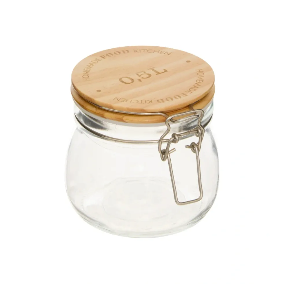 Glazen weckpot houten deksel 500 ml Five®