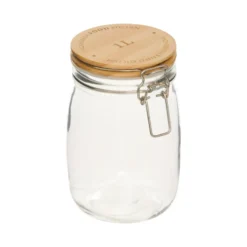 Glazen weckpot houten deksel 1 liter Five®