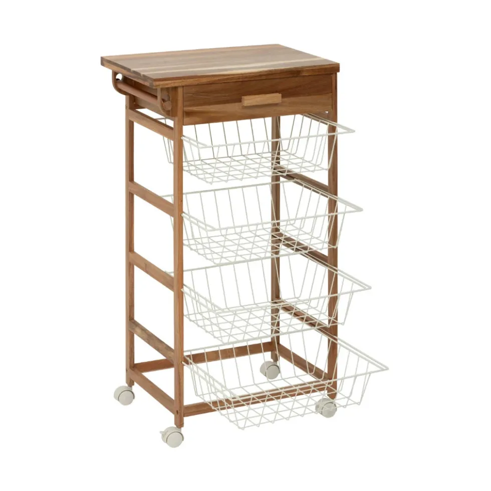 Houten keukentrolley met opbergmanden Five®