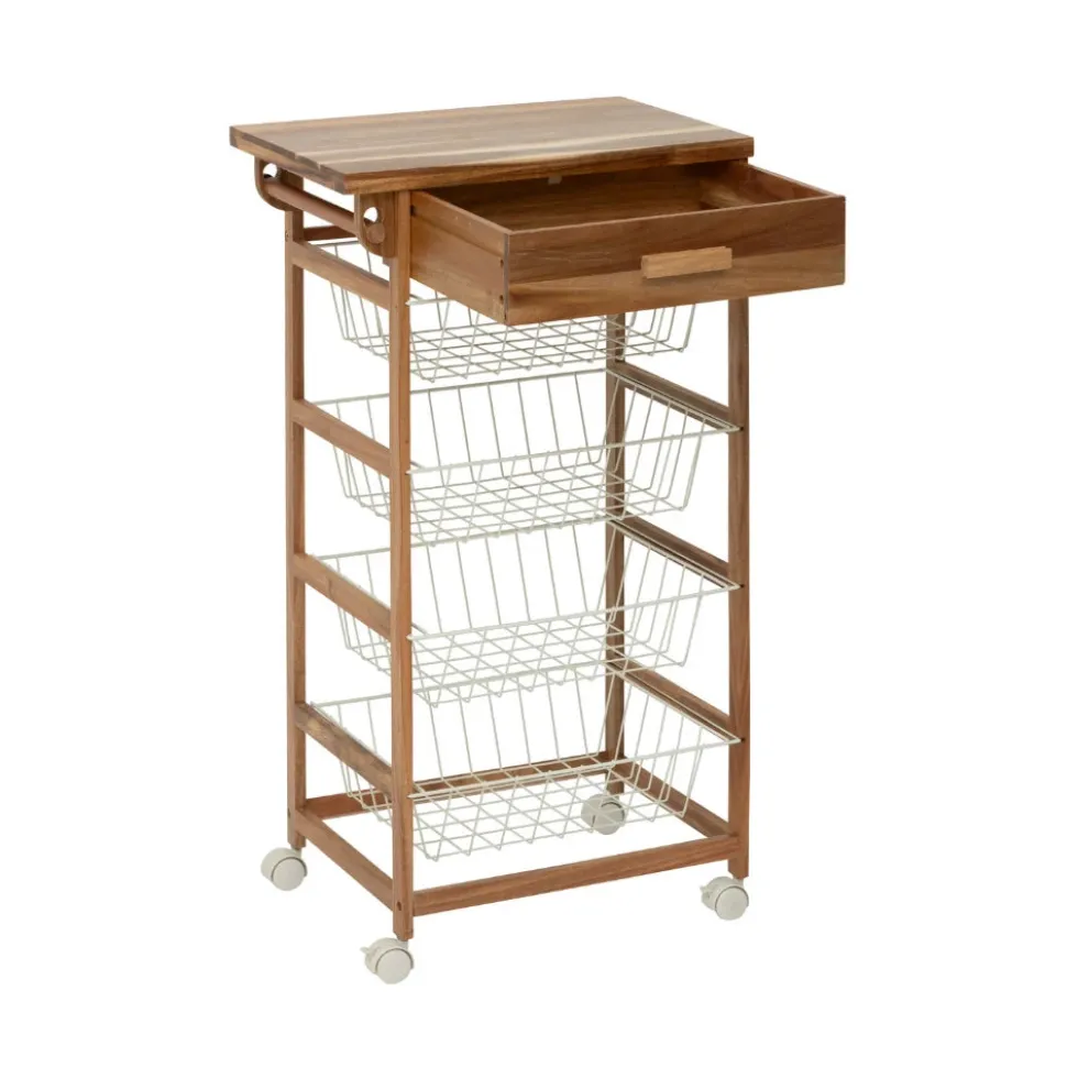 Houten keukentrolley met opbergmanden Five®