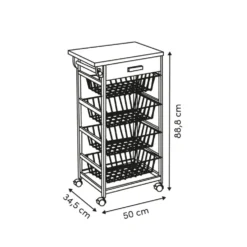 Houten keukentrolley met opbergmanden Five®