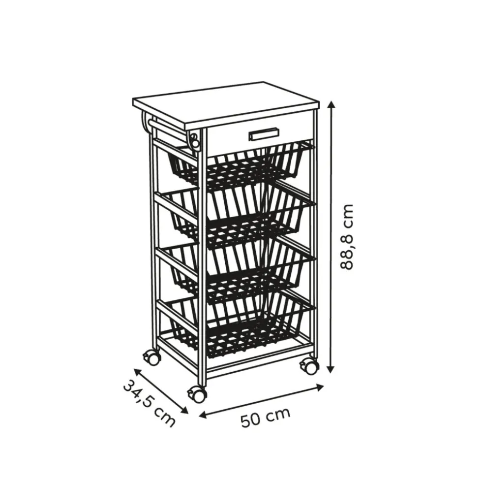 Houten keukentrolley met opbergmanden Five®