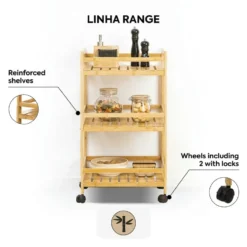Houten keukentrolley 3 schappen Five®