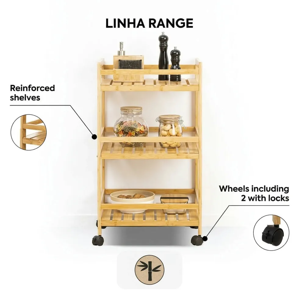 Houten keukentrolley 3 schappen Five®