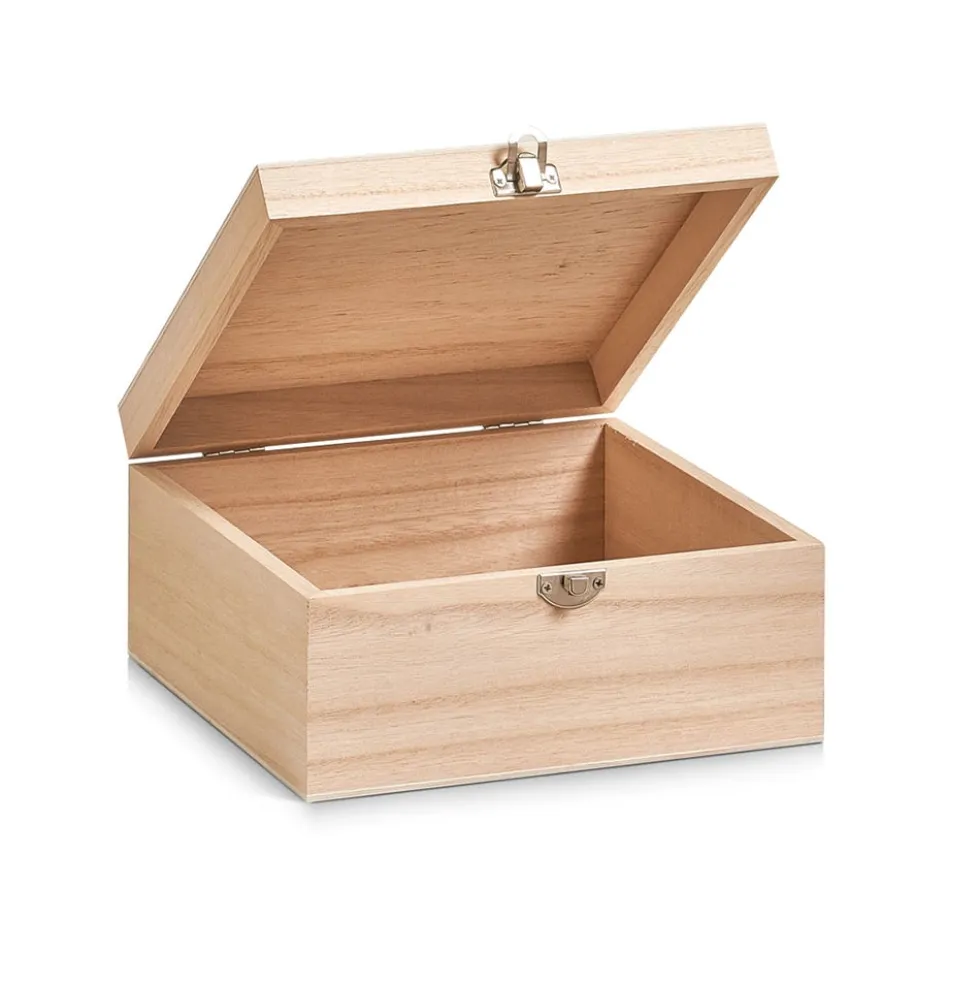 Houten kistje met deksel en sluiting small Zeller Present