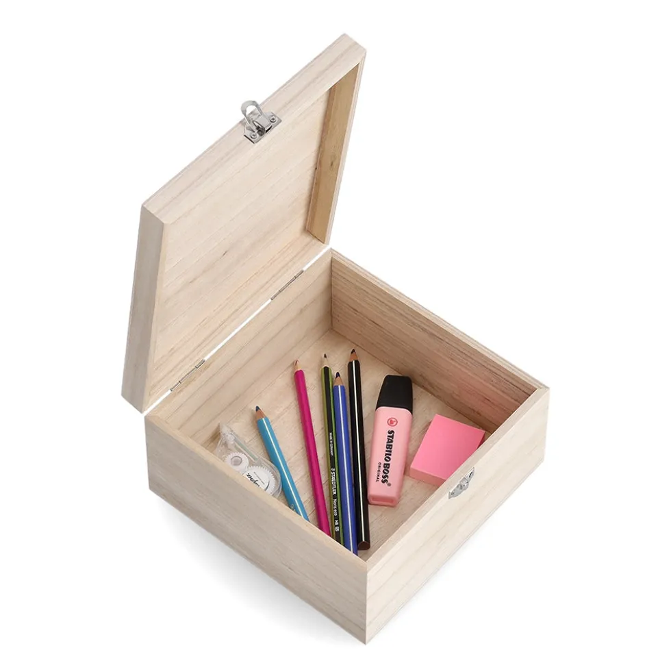 Houten kistje met deksel en sluiting small Zeller Present