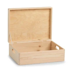 Houten kist met deksel medium laag Zeller Present