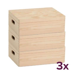 Houten kist met deksel medium laag (voordeelbundel) Zeller Present