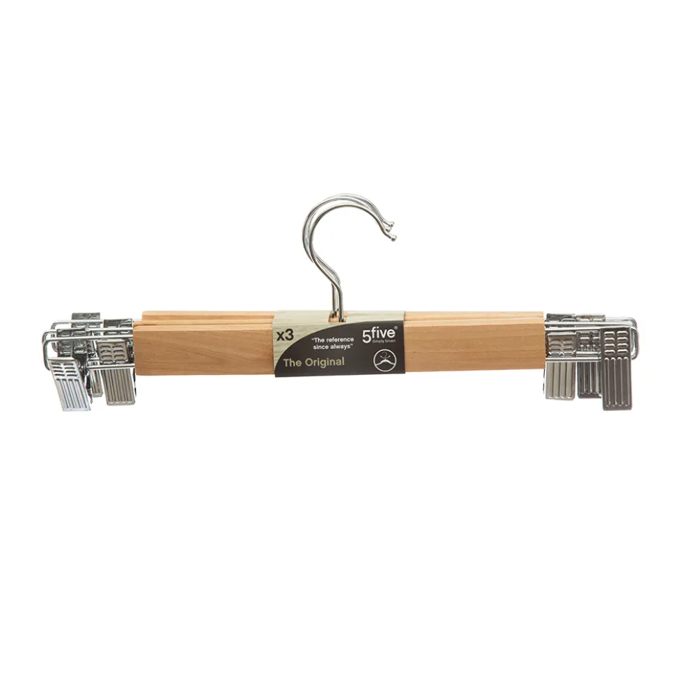 Houten kledinghanger met clips 3 stuks Five®