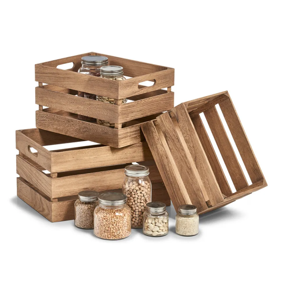 Houten kratje stapelbaar medium Zeller Present