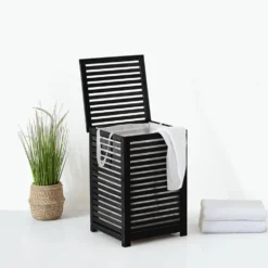 Houten zwarte wasmand 65 liter Five®