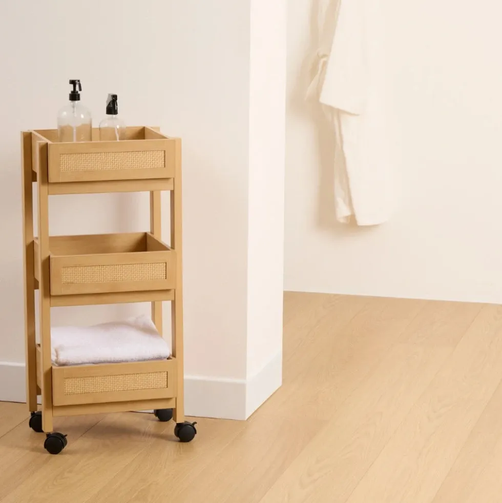Japandi houten trolley met webbing-look Five®