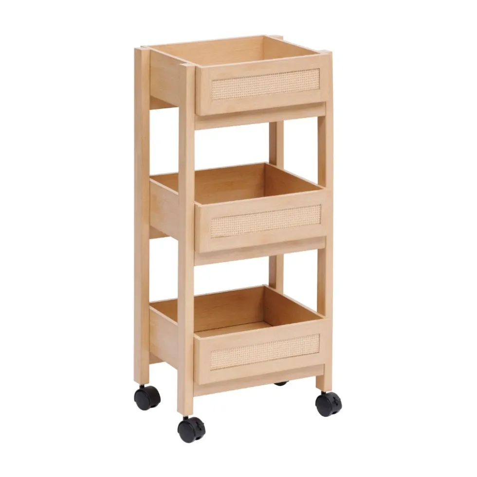 Japandi houten trolley met webbing-look Five®