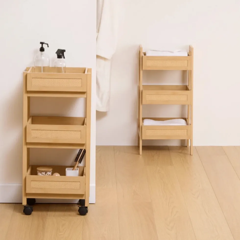 Japandi houten trolley met webbing-look Five®