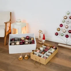 Kerstballen opbergbox beige 30 ballen Store It