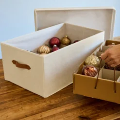 Kerstballen opbergbox beige 30 ballen Store It