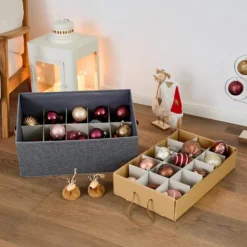 Kerstballen opbergbox grijs 30 ballen Store It