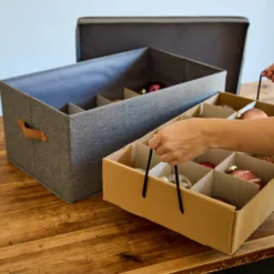 Kerstballen opbergbox grijs 30 ballen Store It