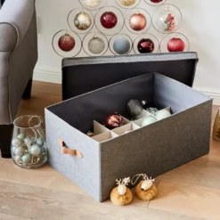 Kerstballen opbergbox grijs 30 ballen Store It