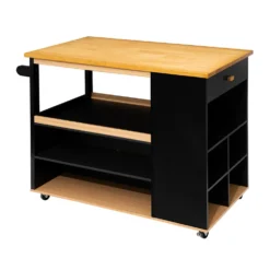 Keukeneiland op wielen hout zwart Five®