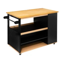Keukeneiland op wielen hout zwart Five®